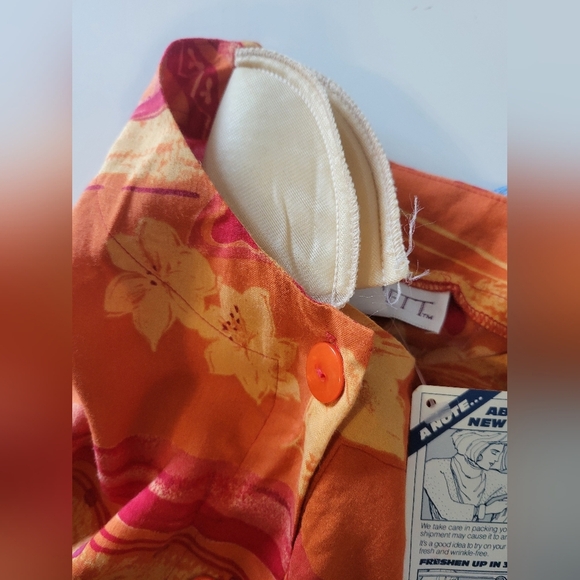 Vntg Deadstock Sue Brett Hawaiian Tunic Top Size 14 Orange Nwt - Picture 5 of 7